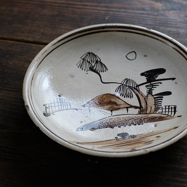 瀬戸 行燈皿 油皿 絵瀬戸 検索:灯火器 江戸時代後期 瀬戸 行燈皿 油皿