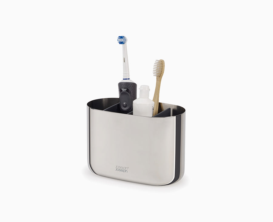 Large Stainless-steel Toothbrush Caddy | Joseph Joseph US
