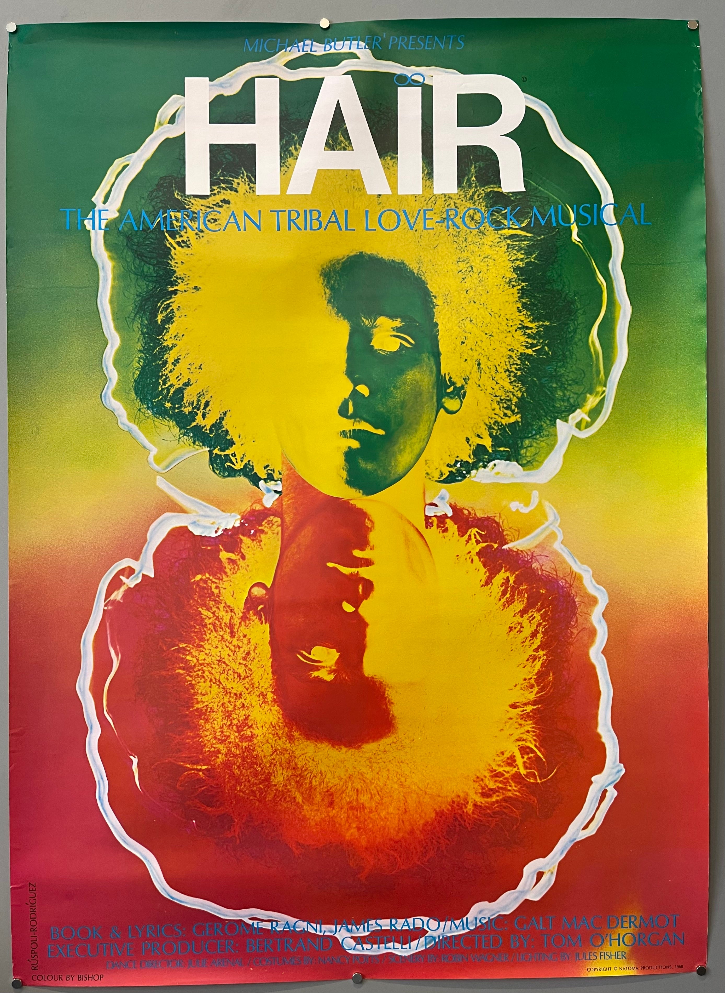 ブロードウェイ・ミュージカル『ヘアー (Hair)』 ポスター 骨董品 Hair