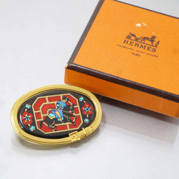 HERMES エマイユブローチ 