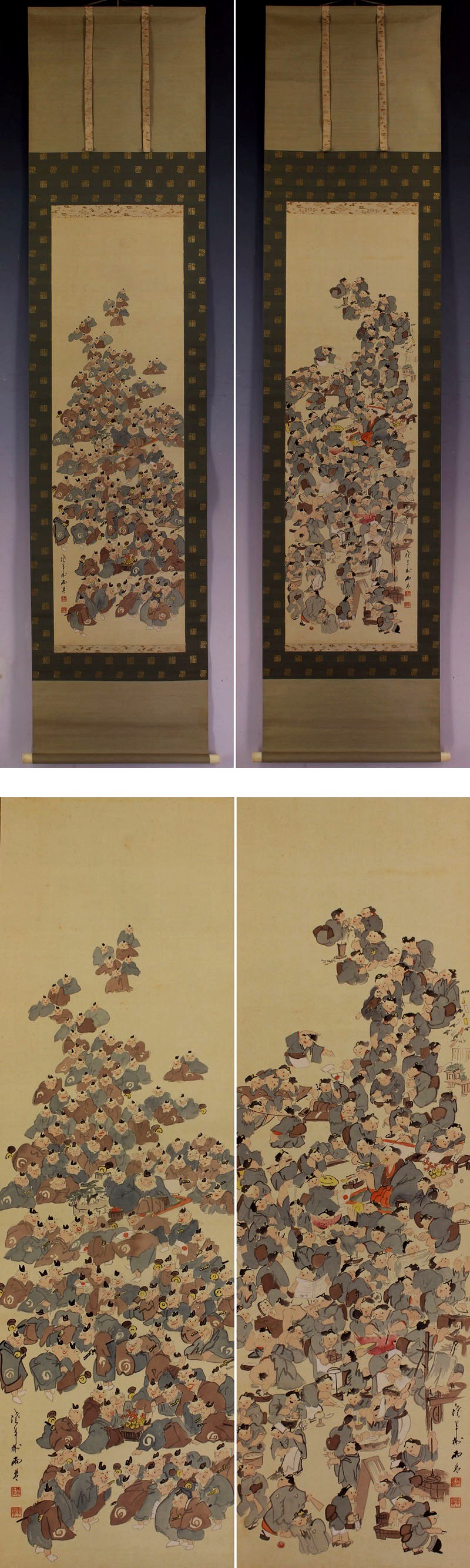 真作/桐陰鳳羽/一行書/布袋屋掛軸HK-122 真作/桐陰鳳羽/一行書/布袋屋