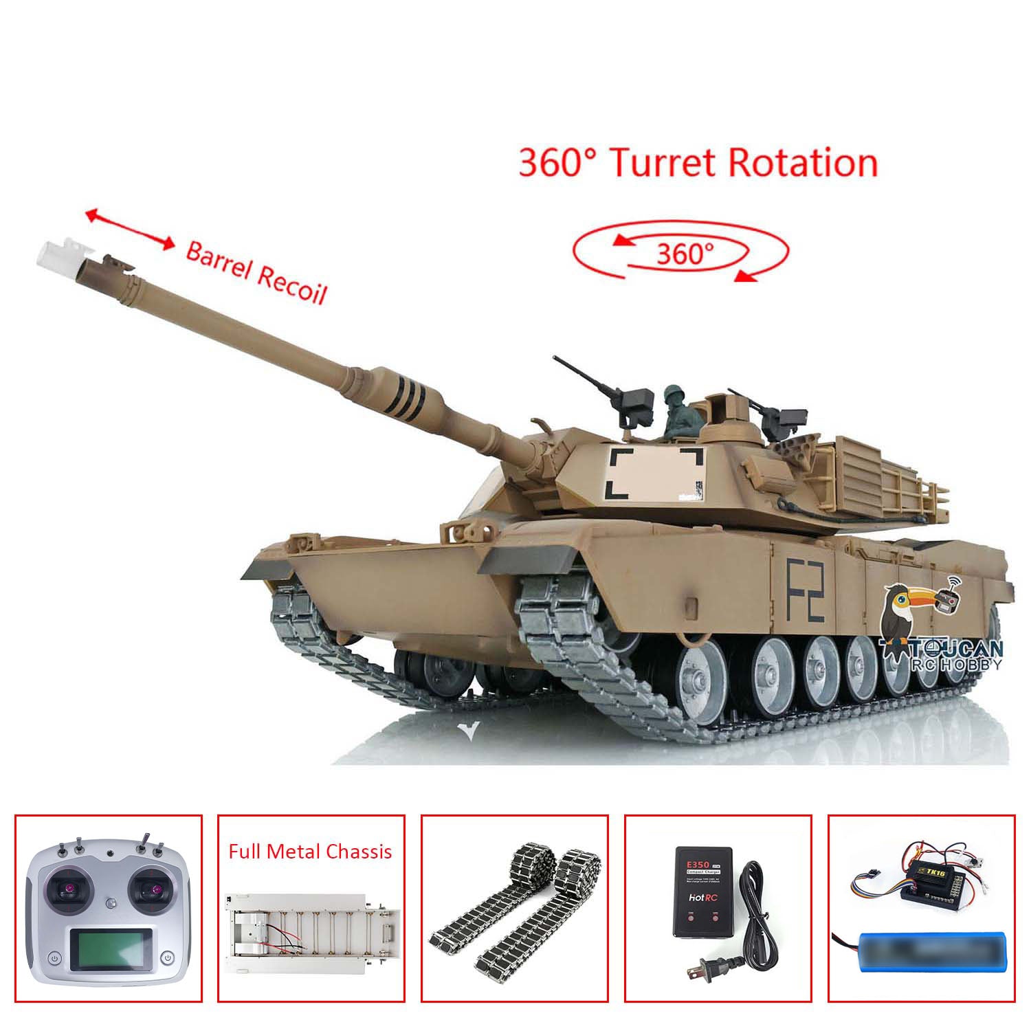 Heng Long 1/16 RTR RC Tank 3918 M1A2 Abrams Full Metal Painted