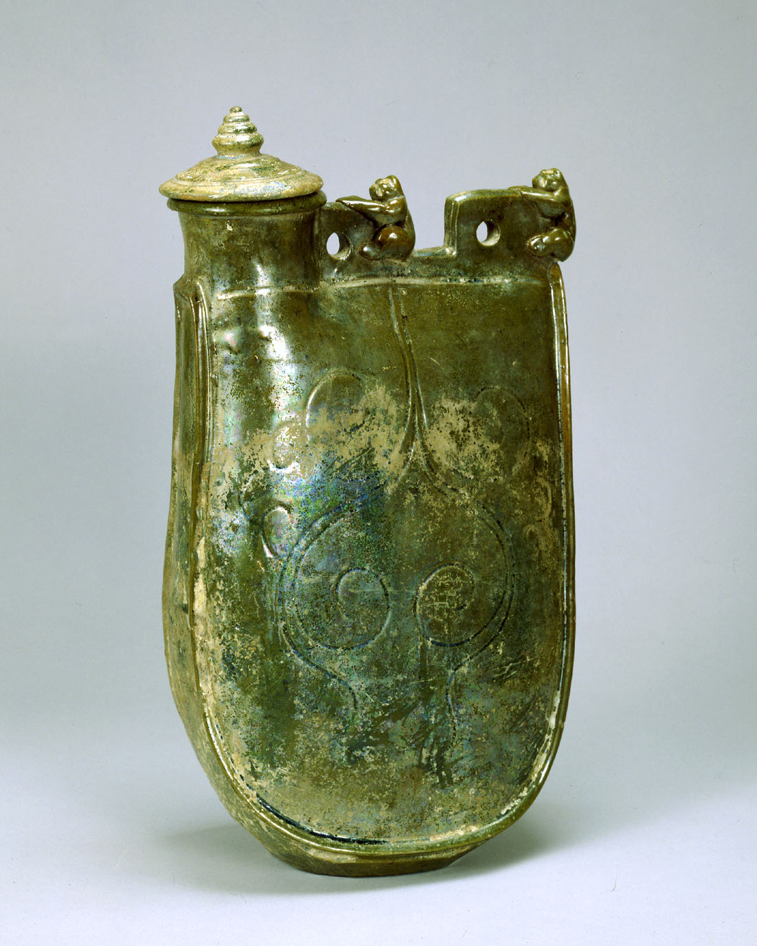 時代古作品❗】希少品❗】古代中国 漢～遼時代頃 緑釉 蛙形俑 よう