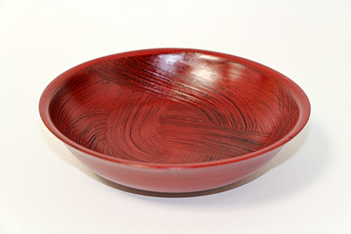 希少】未使用 木製 漆塗り 刷毛目 さび根来 大皿 お盆 えんじ 希少】未