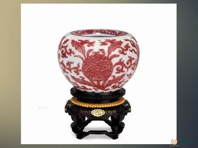清時代 康熙年製 豆紅釉苹果尊・時代物・古陶磁・古賞物・旧家買出品