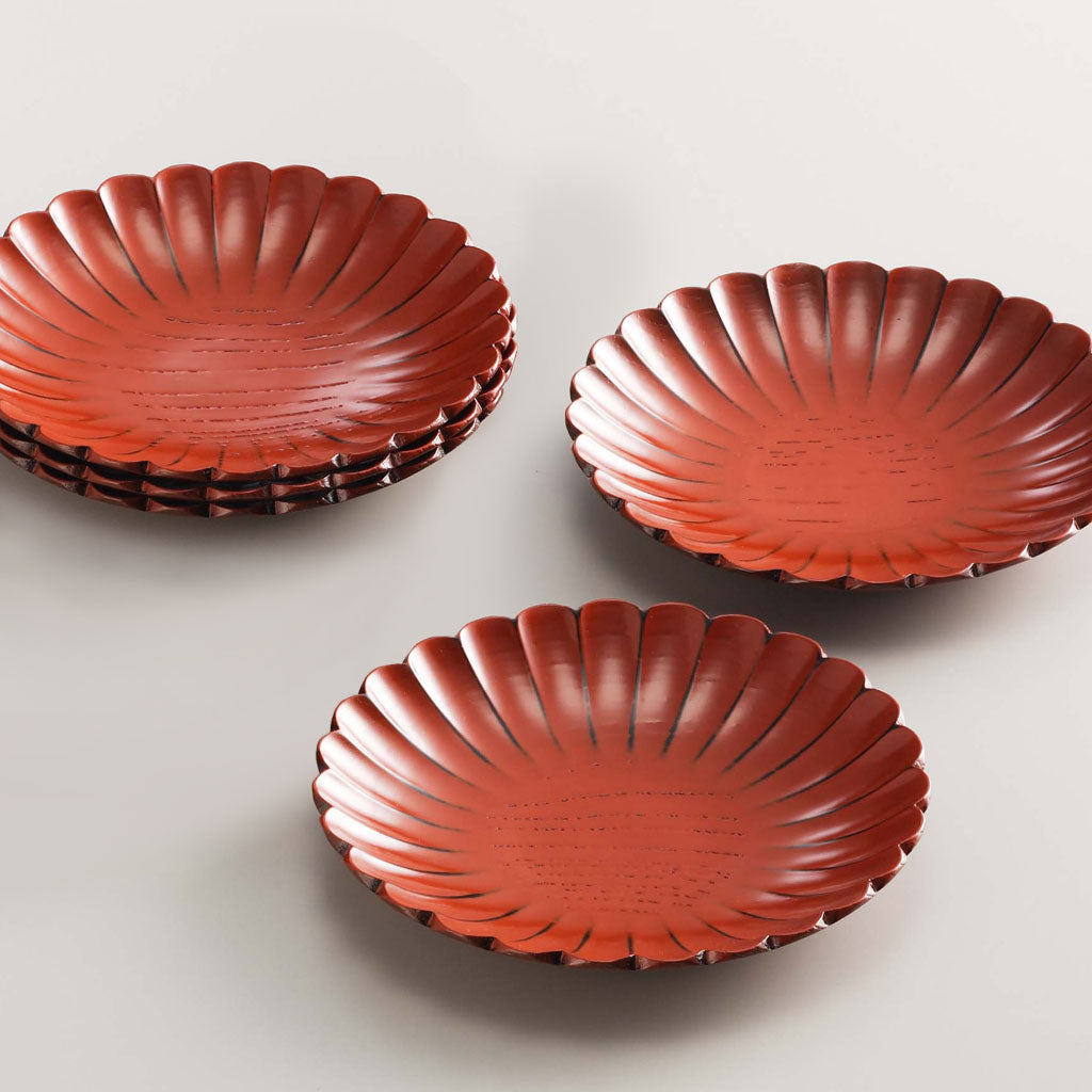 根来 菊彫柿合銘々皿 五客セット – 象彦 公式オンラインショップ