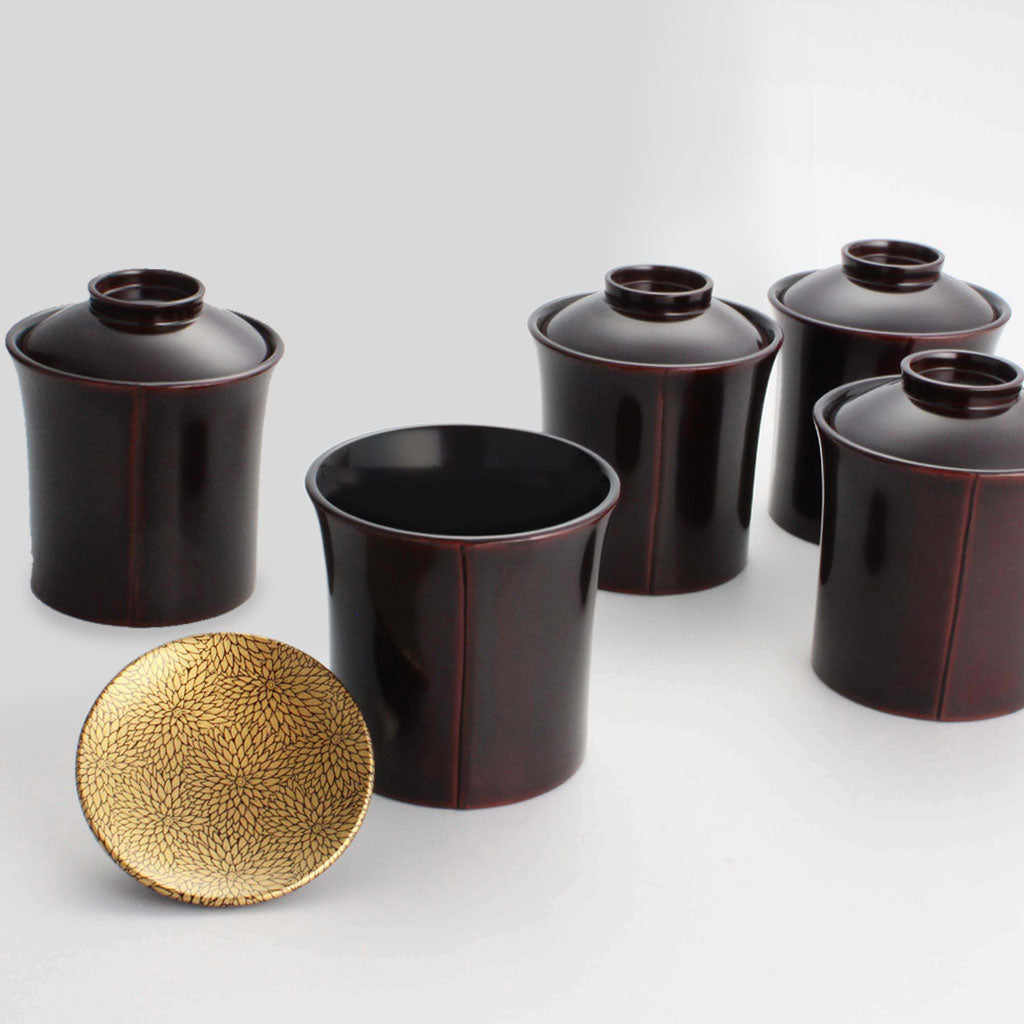 楽天市場】箸洗椀 溜内黒 松葉 5客セット 送料無料 日本製 吸い物椀 蓋