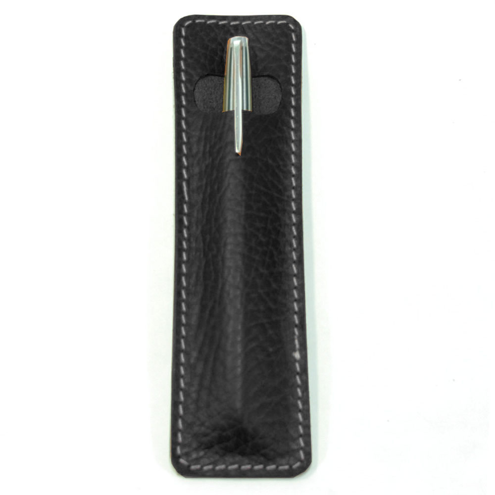 本革レザー2本挿しペンケースブラック