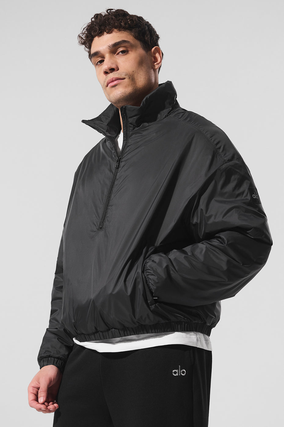 Latitude Light Weight 1/2 Zip Pullover Jacket - Black | ALO