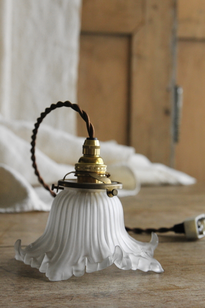 フランスアンティーク クランベリーシェード ペンダントライト 照明