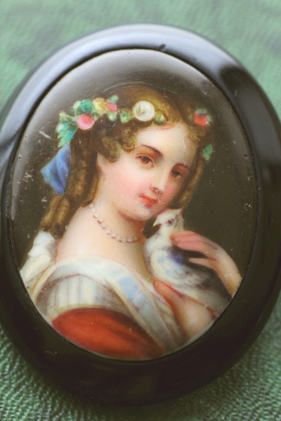 アンティーク アメリカン ミニアチュール 絵画 額装品 陶板画 美術品