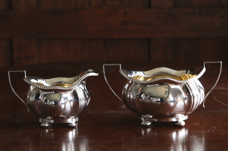 英国】 ハーフリブのティーサービス 4点 ティーポットコーヒーポット