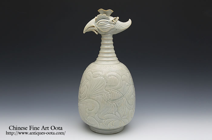 中国古美術/唐白磁隻龍耳瓶/唐代/ 白磁