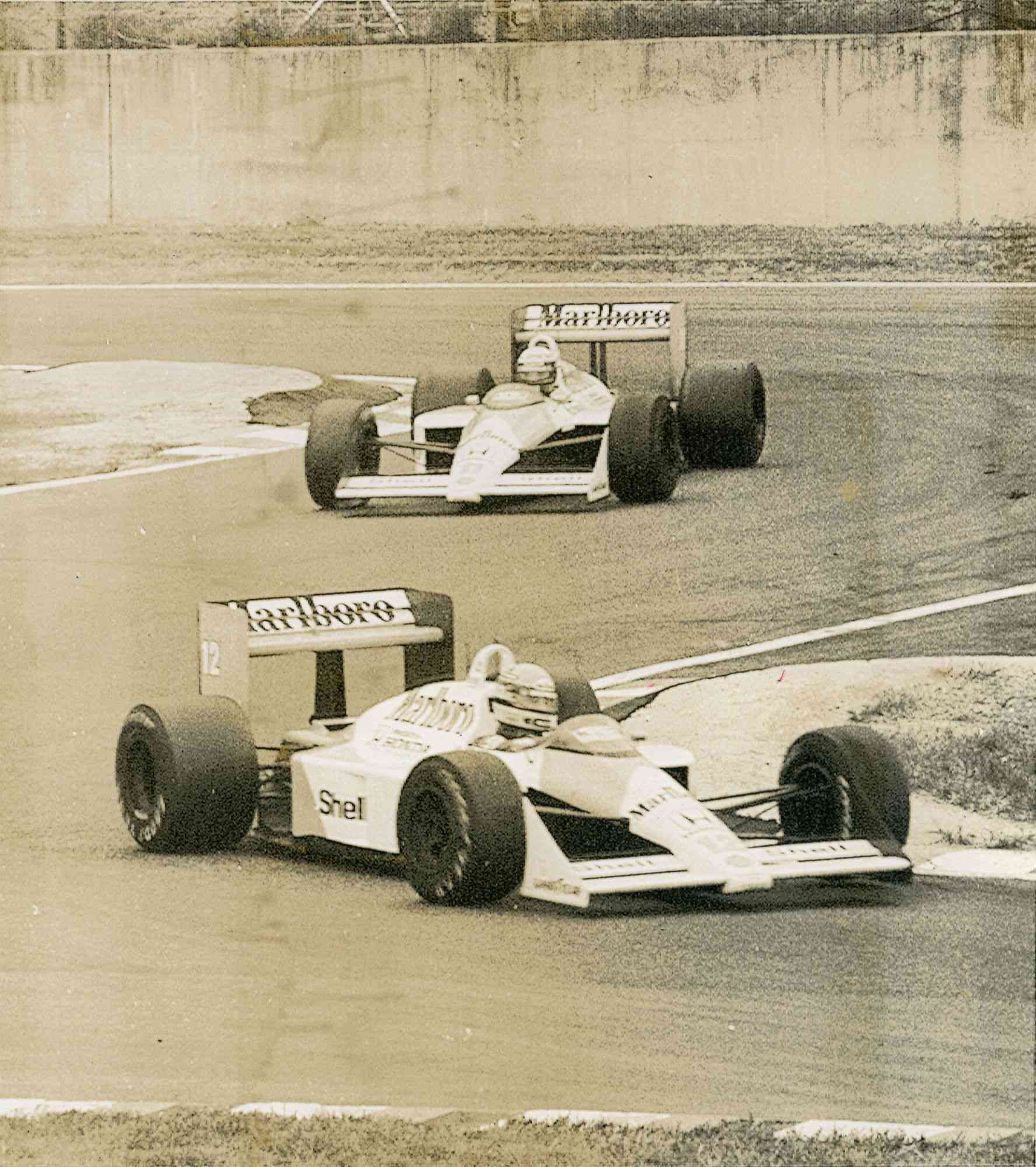 公式予選第1日にトップに立ったアイルトン・セナ（ホンダ・マールボロ