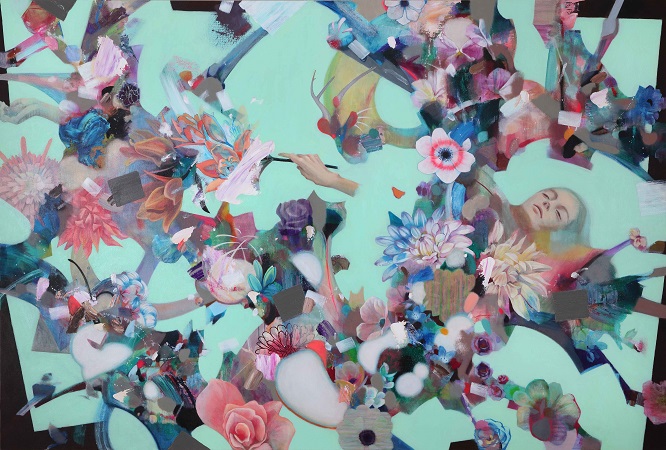 荻野夕奈 Garden-26 2011 油絵額装 現在ご活躍中の人気画家 荻野夕奈