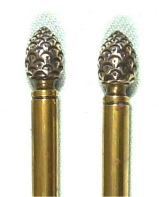 古美味】釜師 大西清右衛門 南鐐松笠頭 真鍮火箸 104g 茶道具 保証