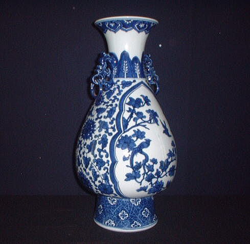 中国青花山水花鳥文蓋壷Z8619