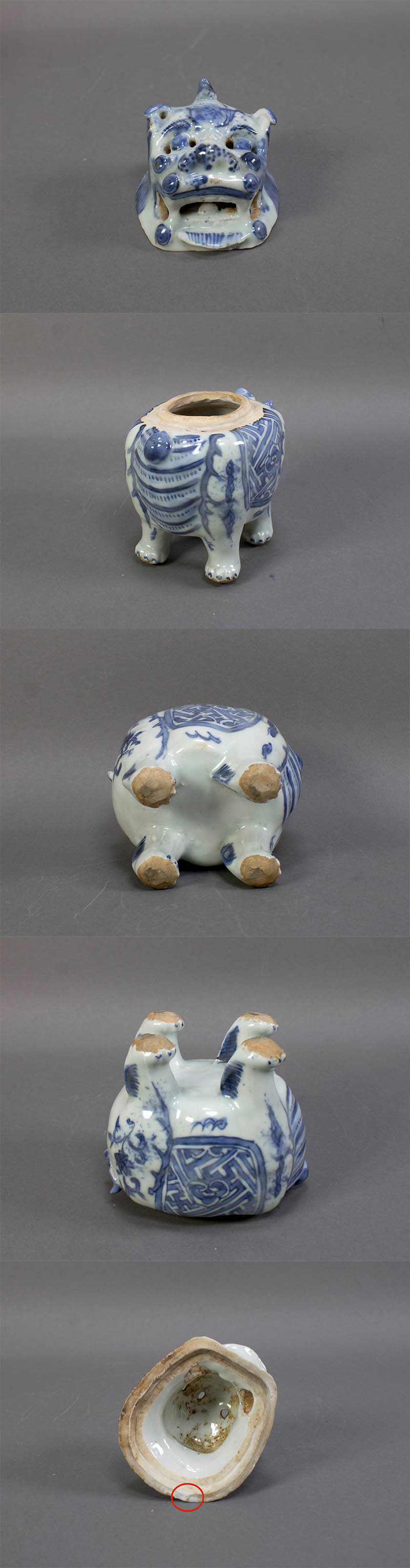 古美術 吉戸 - 明時代 古染付獅子香炉 | 古美術品専門サイト fufufufu.com