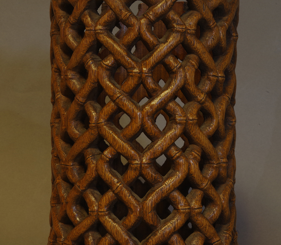 古民芸 古竹製 透かし彫唐草文 柄杓 アイヌ李朝 M R5953 【公式通販】