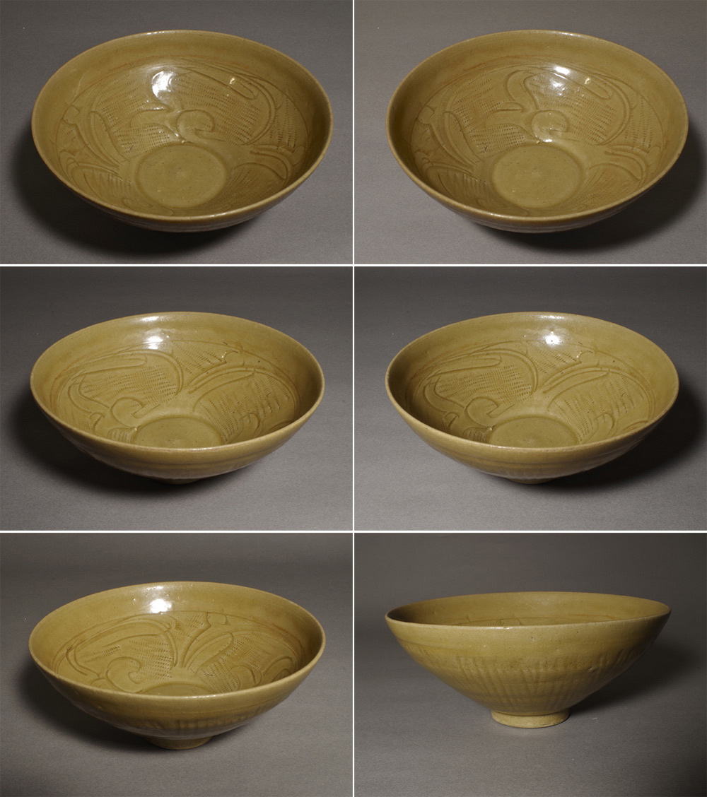 中国　龍泉窯　粉青磁　花刻　茶碗　M　R6128 中国 龍泉窯 粉青磁 花刻 茶碗 M R6128 中国 龍泉窯 粉青磁 花