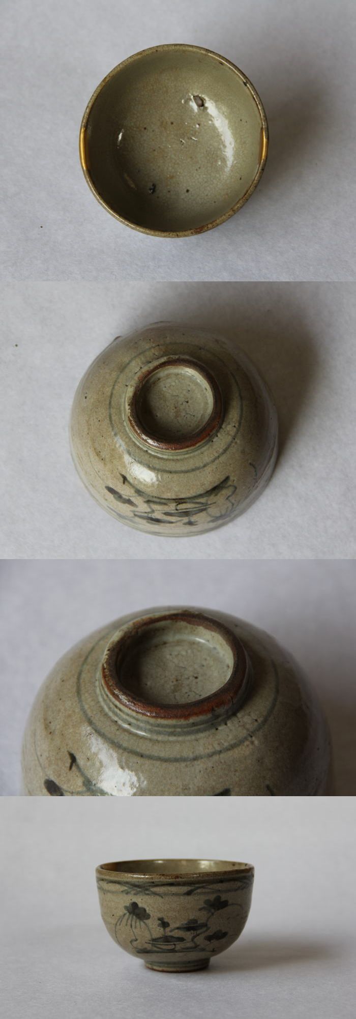 茶碗□伝世木原茶碗 江戸期 半陶半磁器 金次直し 古美術 時代物 骨董品□