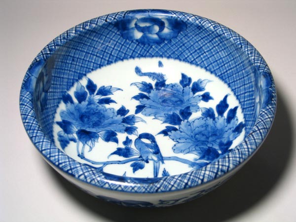 鉢 丼 2つ 色絵付 染付 古伊万里 鳥 牡丹 唐草 江戸 明治