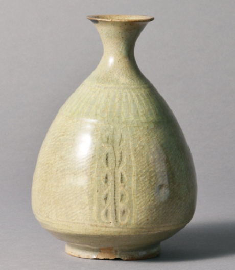 朝鮮美術 高麗青磁 徳利 花入れ 朝鮮美術 李朝 高麗青磁 象嵌花文