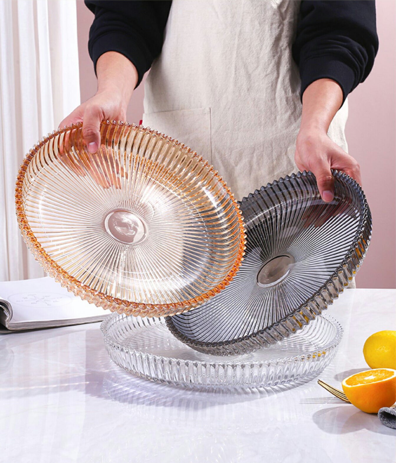 IwaiLoft トレー トレイ ガラス 盛器 円型 お皿 小皿 豆皿 プレート