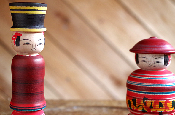 ショップ 今 晃 こけし 3本セット 帽子 伝統こけし 今 晃 こけし 3本