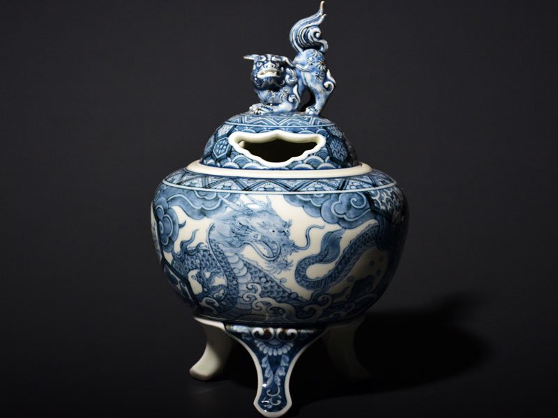 古伊万里 染付 火入 香炉？ タバコ道具？ 雀 江戸時代後期 古伊万里 染