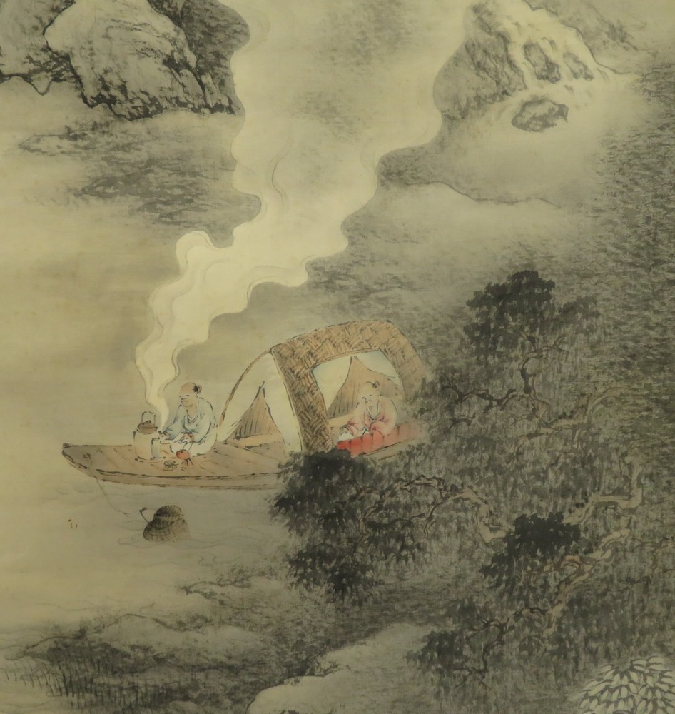 真作】後藤秋厓/滝図/山水図/掛軸/名家伝来/AD-839