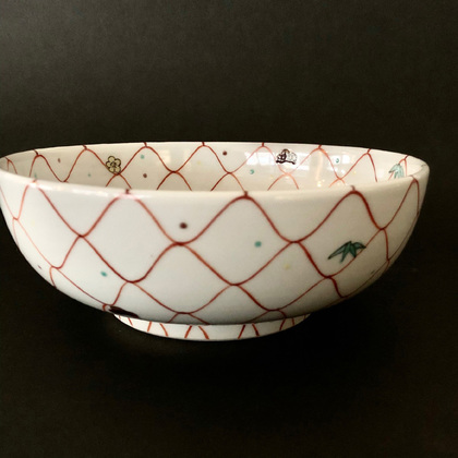 九谷焼 女流作家 鈴木晶子作 唐人 楕円小鉢揃 5客 九谷焼 女流作家 鈴木