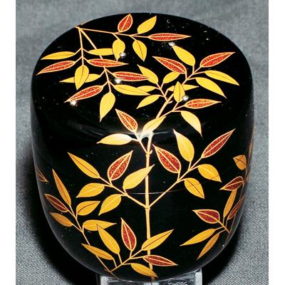 M394 棗 『蒔絵師 中出松峰作』『利休好』『笹蒔絵』『中棗』 共箱