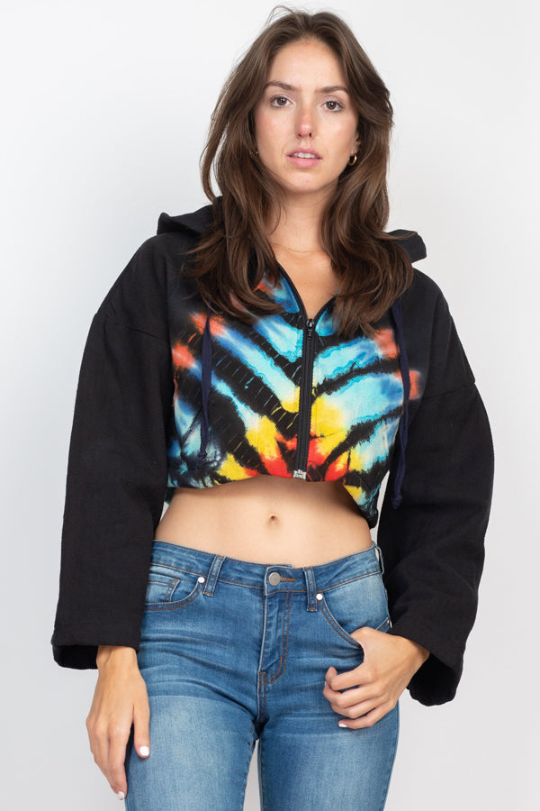 Tie-Dye Cropped Hoodie Jacket – Lakhay-Retail