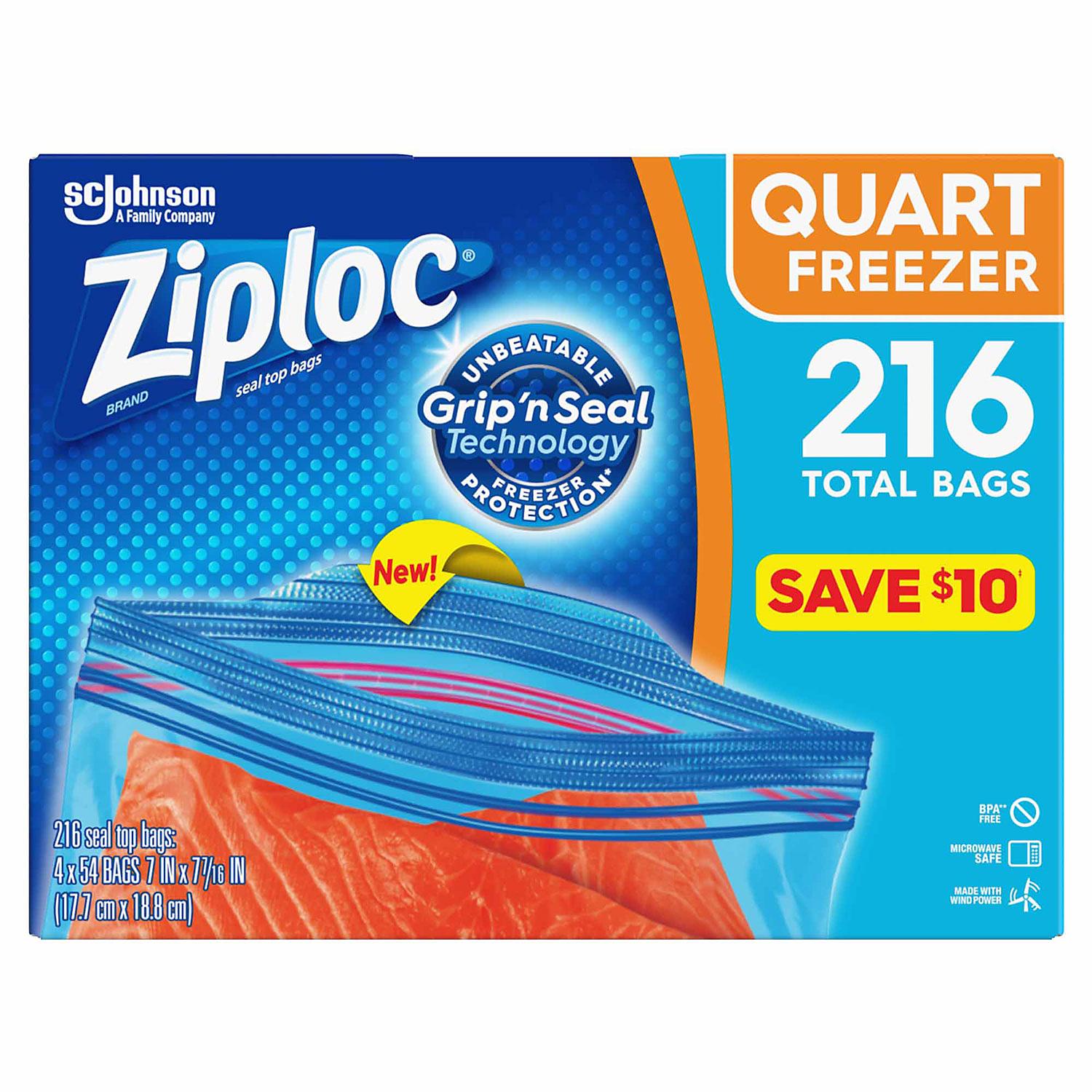 Ziploc Easy Open Tabs Freezer Quart Bags (216 ct) – My Kosher Cart