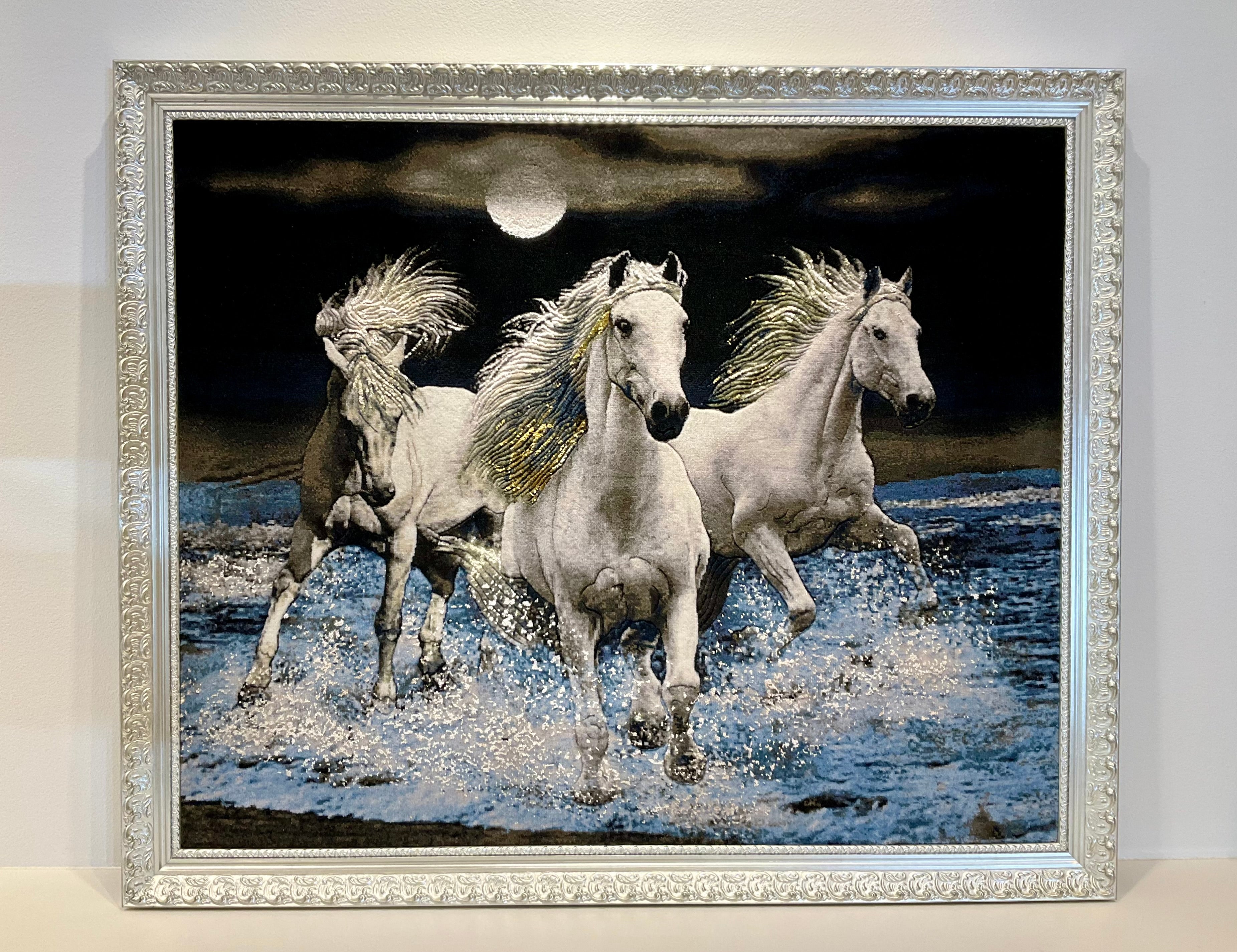 専用Y2315 ペルシャ絨毯 タブリーズ産 ウール×シルク 絵画絨毯 額装