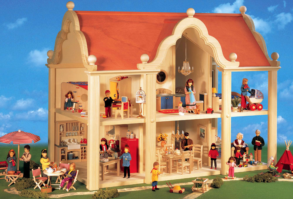 ヨット柄の水色キャニスターと棚のセット ボードヘニッヒ ドールハウス