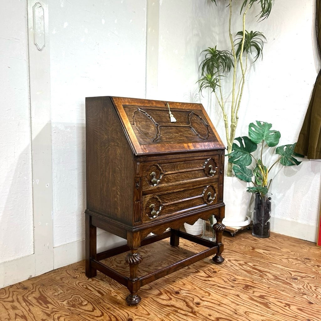 英国アンティーク ライティングビューロー チェスト 鍵付き スペイン