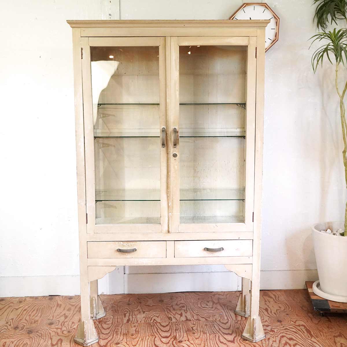 アンティーク医療棚 ケビントガラスケース 素敵なデザイン 1940-50年代