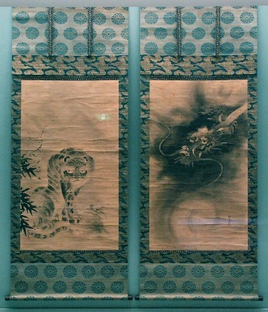 模写/狩野探幽/古画紅葉山水図/山水図/江戸時代/掛軸/名家伝来/AD-990