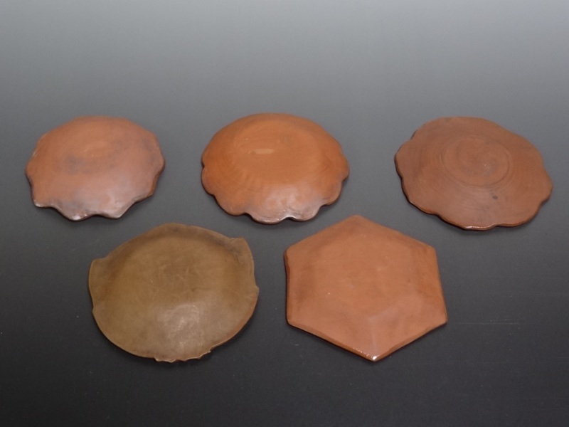 備前 花文 せんべい皿5種 仙遊洞