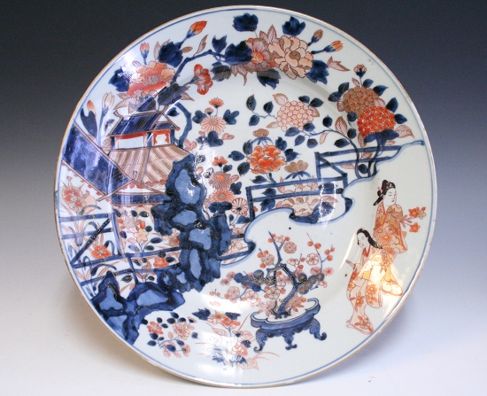 古美術青華堂｜H681 古伊万里・色絵金彩・元禄美人文皿（江戸時代）