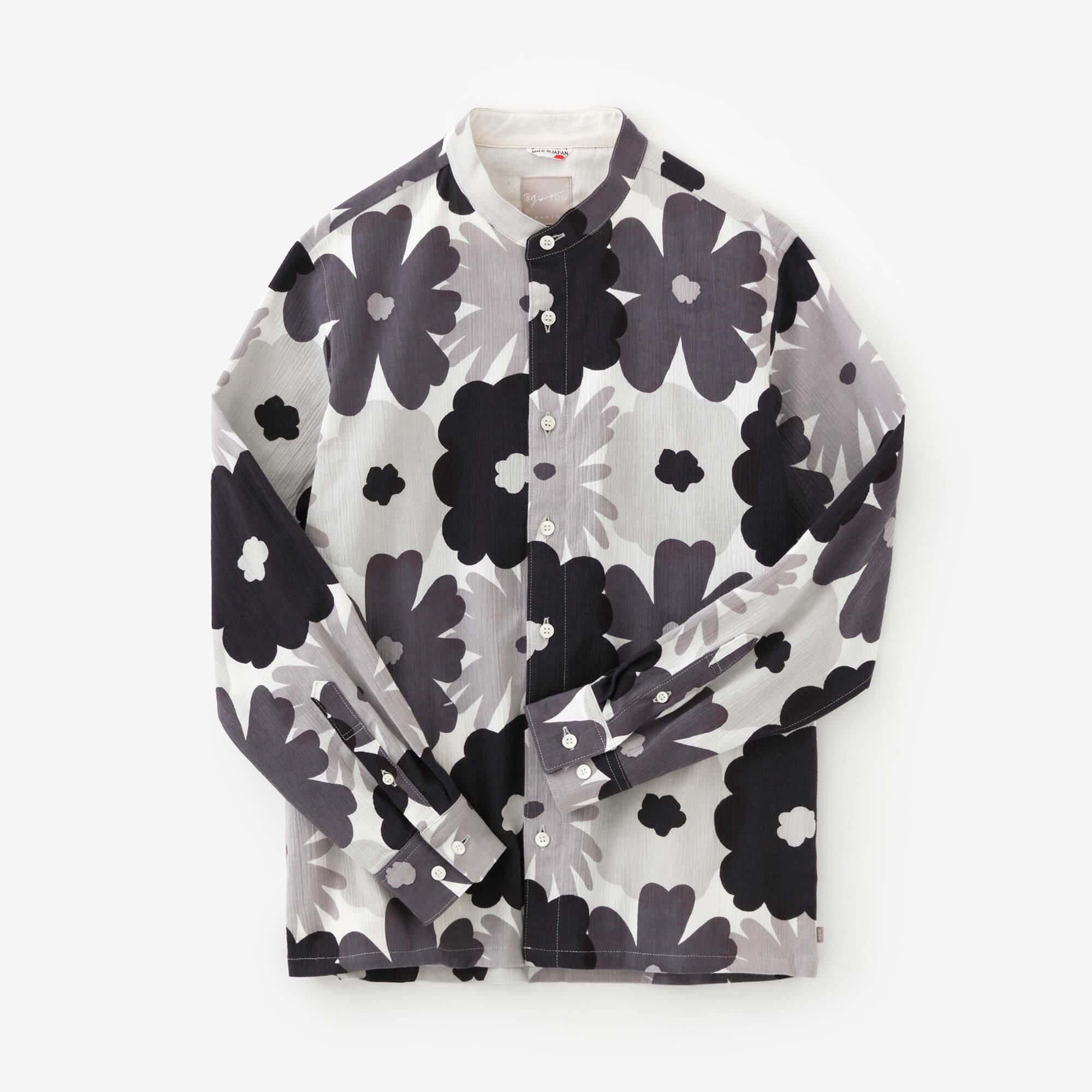 高島縮 20/20 スタンドカラーシャツ SP／おおらかとりどり