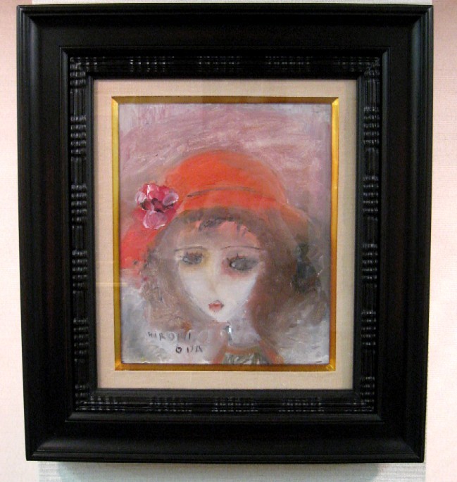 織田廣喜 少女 ガラス絵 共シール 二科会理事長 0号 e919 織田廣喜