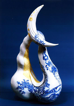 谷中耀子 染付 鉢 径22.3cm 高11.3cm個展作品 谷中耀子 染