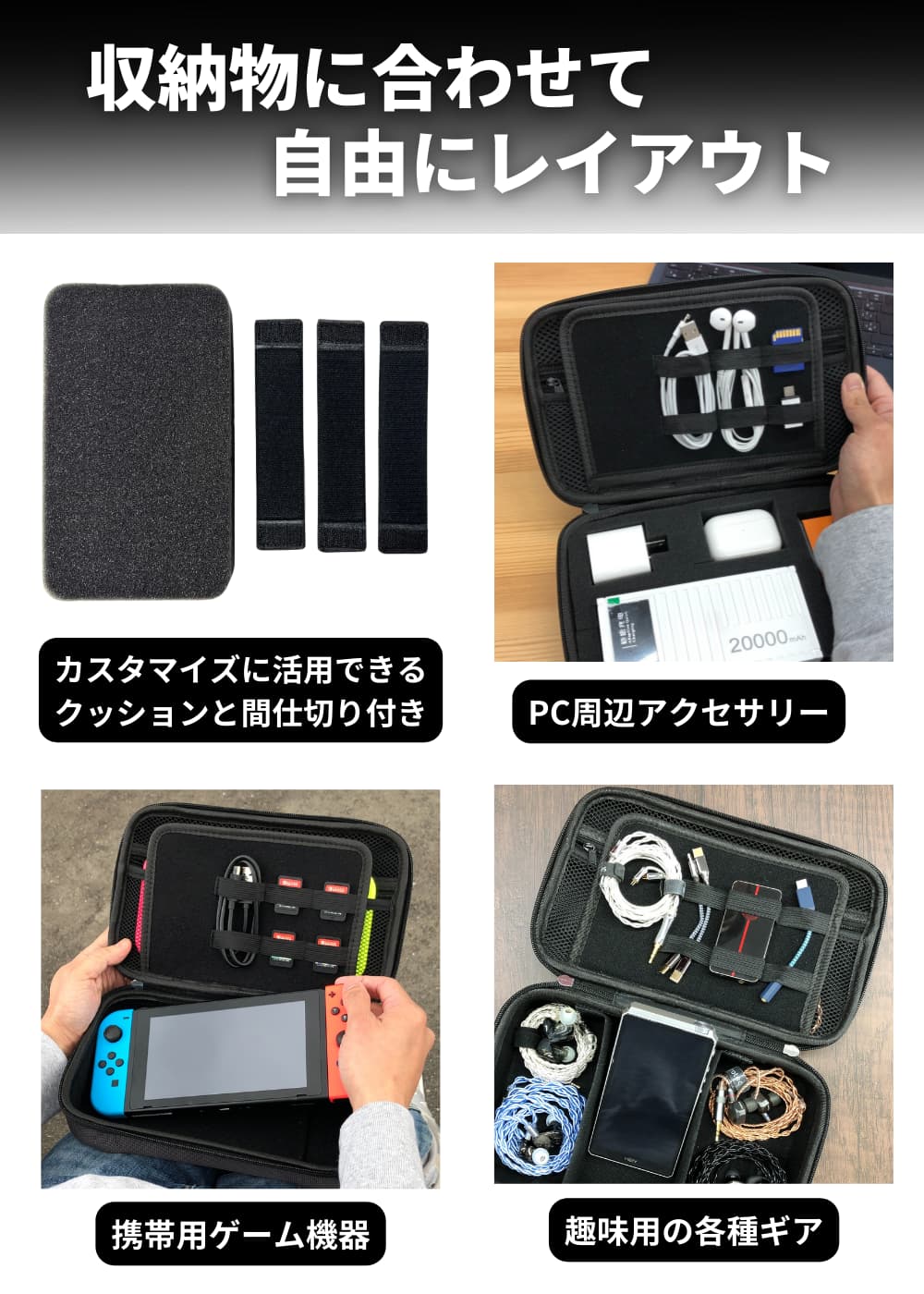 SOSO.LABO MG24 ガジェットケース セミハード 間仕切り付き 潰れない