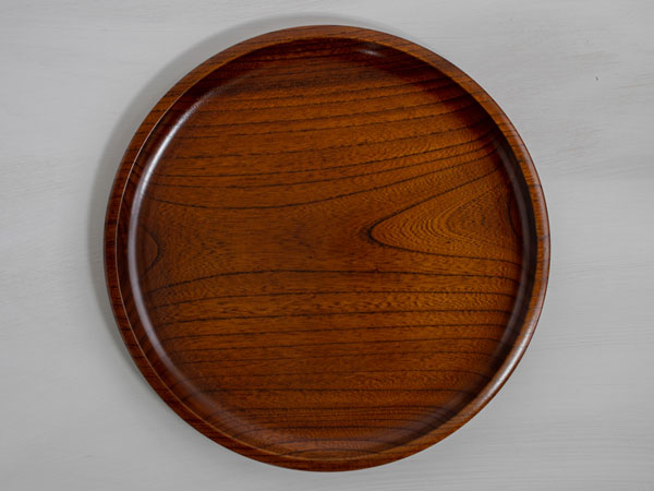 庄川挽物木地 天然木漆器 尺0丸盆（ケヤキ）