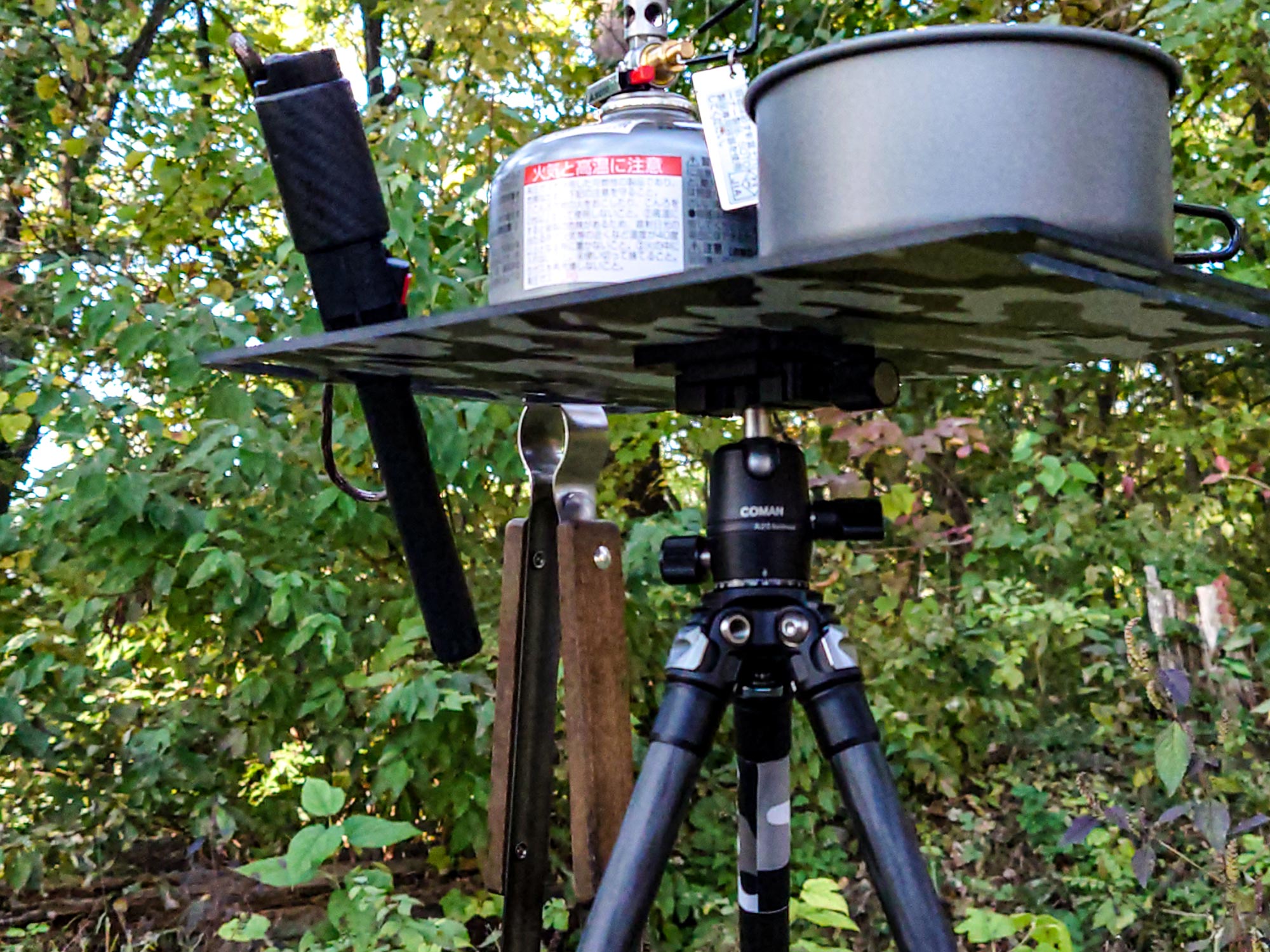 37campカーボンテーブルトップS、アクリル天板、三脚セット 37camp