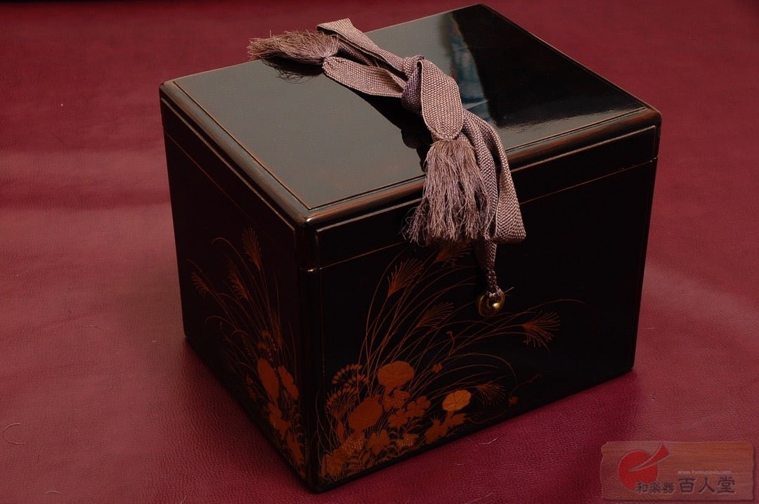 和楽器 果実 柿 蒔絵 時代 鼓箱(K-YC522) 和楽器 果実 柿 蒔絵 時代