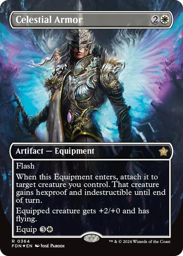 Celestial Armor (Borderless) (Mana Foil) - Foundations - Magic